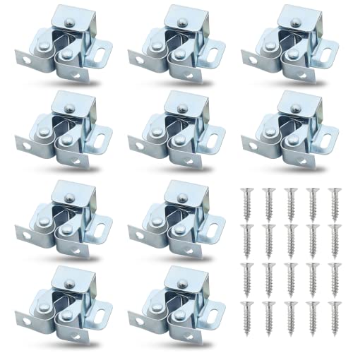 12 Pcs Double Roller Catch Cabinet Latches, Silver