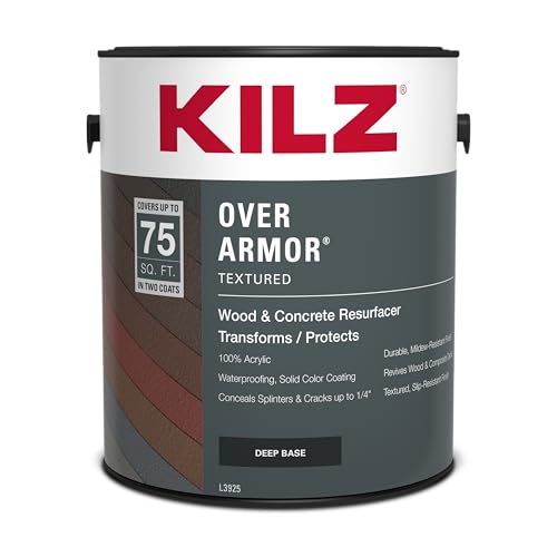 KILZ Over Armor Textured Solid Coating Resurfacer, Chocolate, 1 Gallon - color: Chocolate, style: Textured
