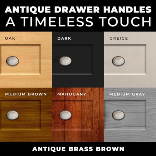 10 pcs Antique Brass Brown Oval Ceramic Cabinet Knobs for Cabinets, Drawers, Dressers, Closets, Vanities - color: Antique Brass-Brown, size: Oval Knobs