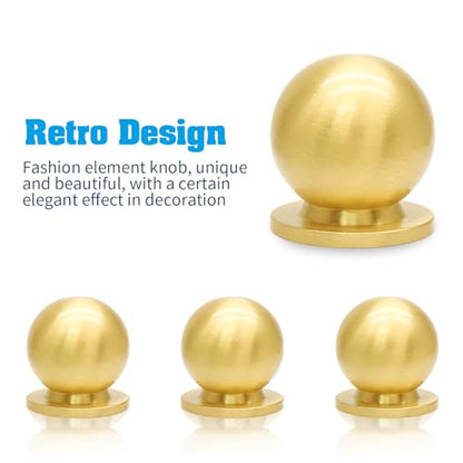 Jiozermi 4 Pack Mini Round Solid Brass Knobs, 5/8 Inch, Gold - color: Gold, size: 5/8 Inch(16mm)