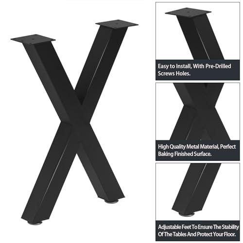 Taelakeni 16 Inch Bench Legs, X Shape Metal Coffee Table Leg, Set of 2, 16" H x 11.8 W - color: Black, size: 16 IN