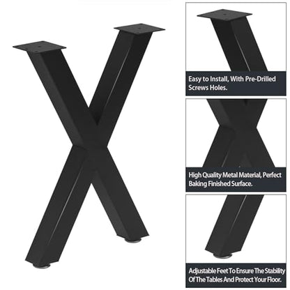 Taelakeni 16 Inch Bench Legs, X Shape Metal Coffee Table Leg, Set of 2, 16" H x 11.8 W - color: Black, size: 16 IN