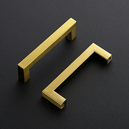 Ravinte Brushed Brass Square Cabinet Handles Drawer Pulls 4 Inch 30 Pack - color: Brushed Gold