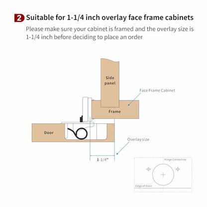 60 Pcs 1 1/4" Overlay Soft Close Cabinet Hinges Variable Close Speed - size: 4D 1-1/4 inch Overlay