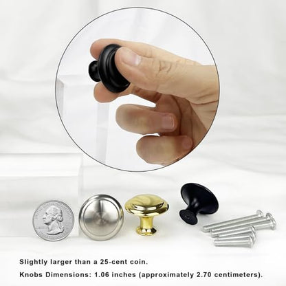 12PCS Cabinet Knobs, Black Cabinet Pulls Cabinet Knobs Inway, Round Drawer Knobs Cabinet Hardware with Screws, for Kitchen Bedroom Furniture - color: Black