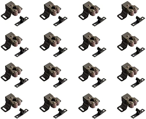 XMHF Ball Roller Catches Double Catch Bronze Tone Door Latch with Installation Screws for Cabinet Drawer Closet Pack of 10