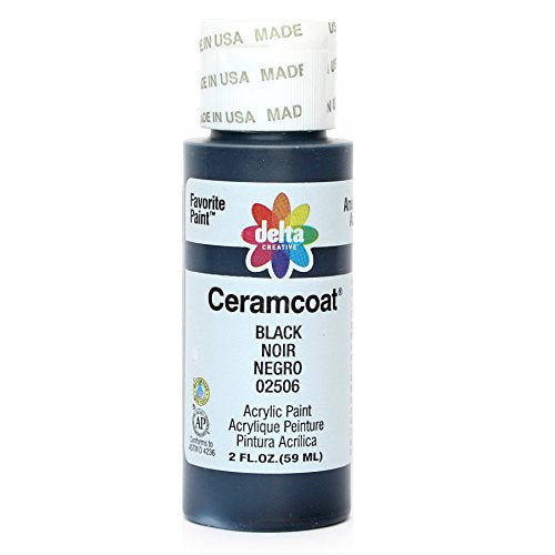 Delta Creative Ceramcoat Acrylic Paint in Assorted Colors (2 oz), 2506, Black - color: Black, size: 2 Fl Oz (Pack of 1)