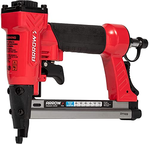 Arrow PT50 Oil-Free Pneumatic Staple Gun,Professional Heavy-Duty Stapler for Wood,Upholstery,Carpet,Wire Fencing,Fits 1/4”,5/16”,3/8",1/2",9/16” Staples,Red,(Pack of 3) - size: 1 Unit (Pack of 3)