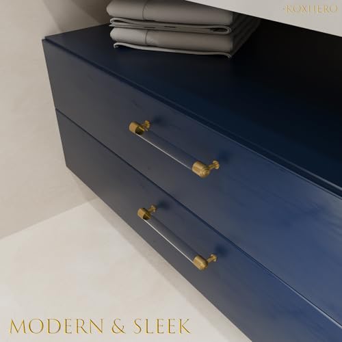 Modern Brass and Acrylic Kitchen Cabinet Pulls 3 Inch Hole Center 4Pack Elegant Gold Drawer Handle Charming Dresser Knob for Closet Cupboard Wardrobe Laundry Room Bathroom - size: Double Hole: 3 Inch
