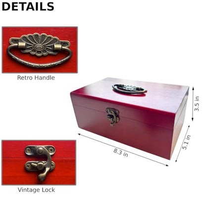 Wooden Sewing Kit Box, Wooden Sewing Box with Sew Kit Accessories - color: Retro Handle