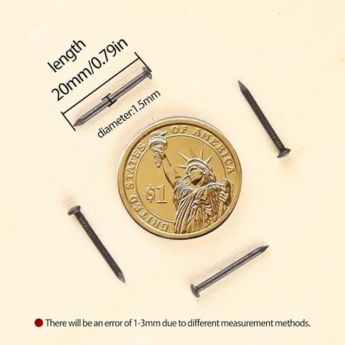 newlng 500PCS Small Nail Round Head Tiny Nails String Art Nails Hand-Made Hardware Accessories Fasteners Mini Nail 1.5mm X 20mm/0.06"X0.8"(DXL) Black - color: Black1.5*20mm