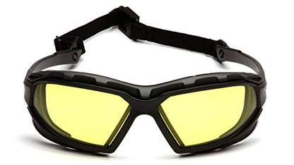 Pyramex Safety Highlander XP Eyewear, Frame/Indoor-Outdoor Mirror Anti-Fog Lens - color: Black-gray Frame/Amber Anti-fog Lens
