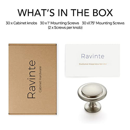 Ravinte Brushed Nickel Round Cabinet Knobs,Zinc Pulls,1-1/4 Inch,30 Pack - color: Brushed Nickel