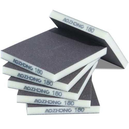 6pcs Sanding Sponge 180 grit Soft Sanding Block Washable and Reusable, Double-Sided Sponge Sanding Blocks Wet Dry Sandpaper Pad for Wood Metal FurniturePaint - style: 180 Grit 6pcs