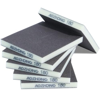 6pcs Sanding Sponge 180 grit Soft Sanding Block Washable and Reusable, Double-Sided Sponge Sanding Blocks Wet Dry Sandpaper Pad for Wood Metal FurniturePaint - style: 180 Grit 6pcs
