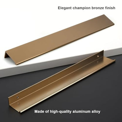 Rergy 10 Pack 10" Cabinet Pulls Champagne Bronze Finger Pulls for Cabinets - color: Champion Bronze, size: Hole Center: 10in(256mm)