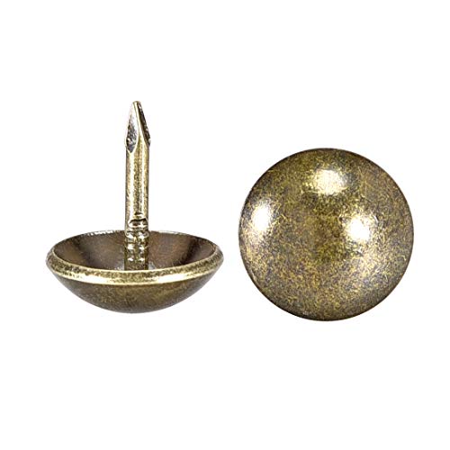 uxcell Upholstery Nails Tacks 11mm Dia 13mm Height Retro Round Thumb Push Pins Bronze Tone for Furniture Sofa Headboards, 100 Pcs - size: 11mm x 13mm