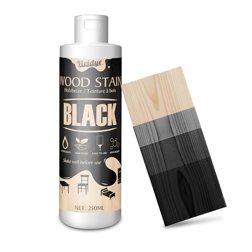 Wood Stain, 8.5oz/250ml Water Based Wood Stain for Indoor and Outdoor Furniture, Cabinet, Wood Panel, Door, Trim and More - Fast Drying, Low Odor＆Non-Toxic, Easy to Apply, Multiple Finishes (Black) - color: Black
