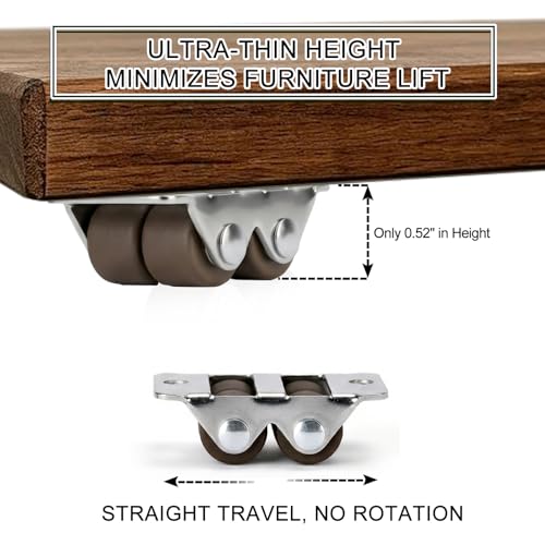 0.5" Small Four‑Wheel Caster Wheels, Mini Fixed Rigid, 8‑Pack,33 lbs/Caster - size: FOUR WHEEL-8pcs