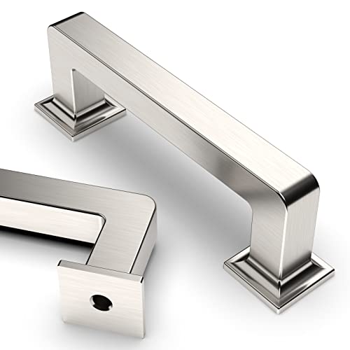 Asidrama 10 Pack 3 inch Brushed Satin Nickel Kitchen Cabinet Handles - color: Brushed Satin Nickel, size: 3" Hole Center(76mm)
