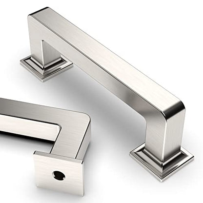 Asidrama 10 Pack 3 inch Brushed Satin Nickel Kitchen Cabinet Handles - color: Brushed Satin Nickel, size: 3" Hole Center(76mm)