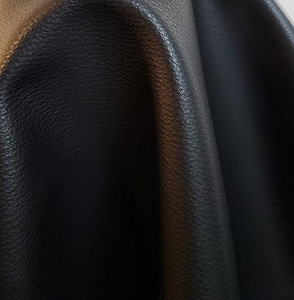 NAT Leathers™ | Black Mini Tumble Grain Faux Leather | Synthetic Pleather 0.9 mm Baby Calf Grain | 1 Yard 54 inch Wide x 36 inch Long | Soft Smooth Upholstery (Black Tumblegrain) - color: Black Pebblegrain