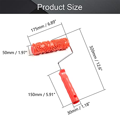 Utoolmart 7" Home Wall Rubber Paint Roller 175mm Wooden Grain Painting Roller with Plastic Handle 1Pcs - size: EG156T