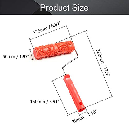 Utoolmart 7" Home Wall Rubber Paint Roller 175mm Wooden Grain Painting Roller with Plastic Handle 1Pcs - size: EG156T