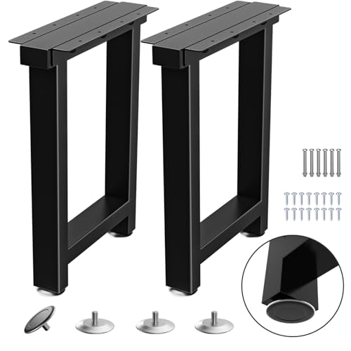 TOCRETOARE Metal Table Legs Heavy Duty, 16”H x 12”W, Metal Furniture Legs for Dining Desk Bench and Coffee Table, Industrial Black DIY Iron Bench Legs, Set of 2 - color: Rectangle, size: 16"Hx12"W