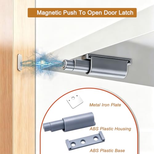 Small Magnetic Push Latch Push to Open Door Latch Cabinet Hardware 8 Pack ZKRIOC Touch Latch and Catch for Door, Magnet Push Release Heavy Duty Tip on Closet Close Strong Pop Out, Gray - size: 8 Pack