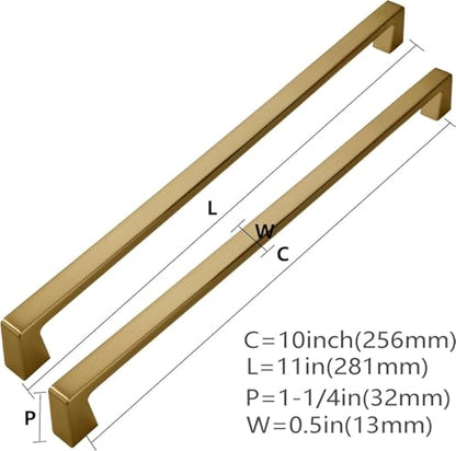 khtumeware 2 Pack Champagne Bronze Cabinet Pulls 10 Inch(256mm) Hole Centers,Champagne Brass Cabinet Pulls Kitchen Cabinet Hardware for Cupboard Drawer Handles Dresser Pulls - color: Champagne Bronze, size: 10 inch hole center
