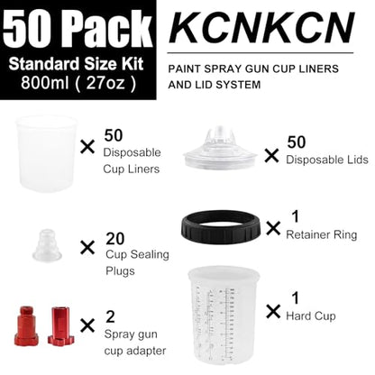 Paint Spray Gun Cups Disposable Paint Cup Liners Kit 27oz 50 Packs - size: 50pcs 800ml 27oz Cups