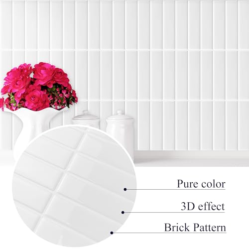 Alwayspon 10 Sheets 3D Peel and Stick PVC Backsplash Tiles, 10"x10" Self-Adhesive Wall Tile Stickers Stick on Subway Tiles for Kitchen Bathroom, Light Cyan - color: T80560