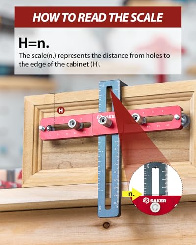 Saker Cabinet Hardware Jig, Cabinet Handle Doweling Template Tool - size: 6.5" Jig Saw