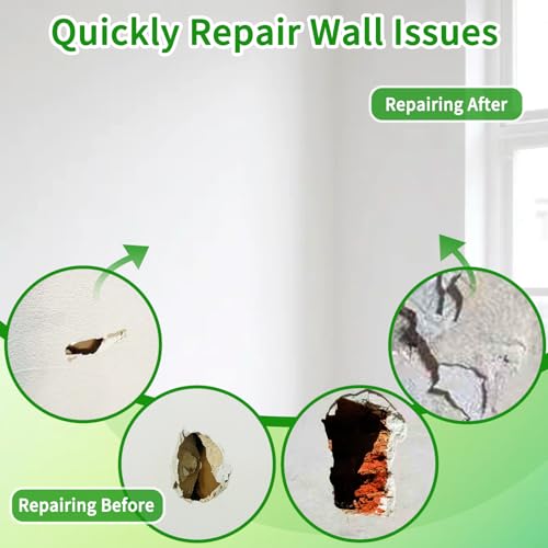 4/6/8 Inch Drywall Repair Kit for Wall & Ceiling, 8 Pack Heavy Duty Self-Adhesive Mesh Patch Kits for Small to Medium Holes with Scraper & Sandpapers