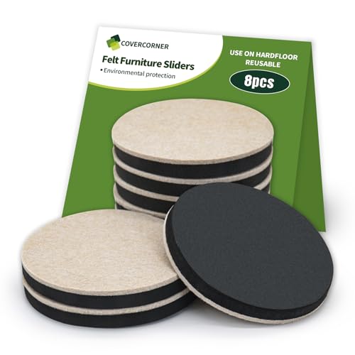 Felt Furniture Sliders for Hardwood Floors 8 PCS, 4 3/4" Beige - size: 8 PCS 4 3/4" Beige