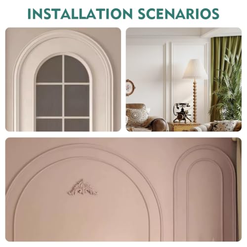 DIY Arch Panelling Paintable Matte Foaming Peel and Stick Wall Molding Trim, Self Adhesive Wainscoting Panels Flexible Chair Rail Moulding for Walls(Width 1.57IN) - color: width 1.57IN
