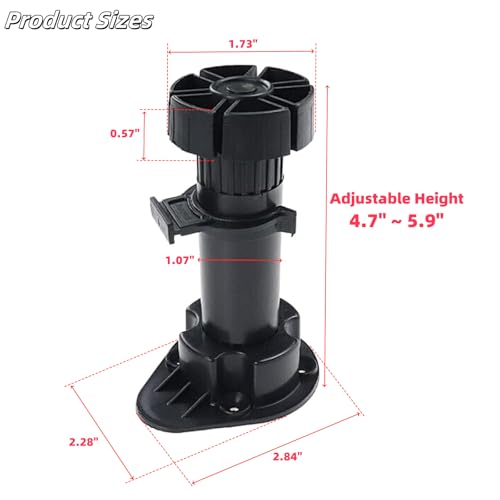 Adjustable Cabinet Levelers, 4.7-5.9 Inch, Black, 4Pcs - size: 4.7-5.9 Inch