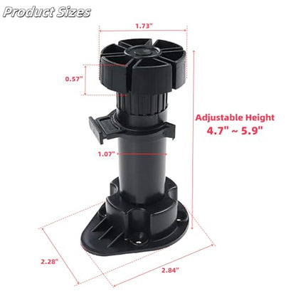 Adjustable Cabinet Levelers, 4.7-5.9 Inch, Black, 4Pcs - size: 4.7-5.9 Inch