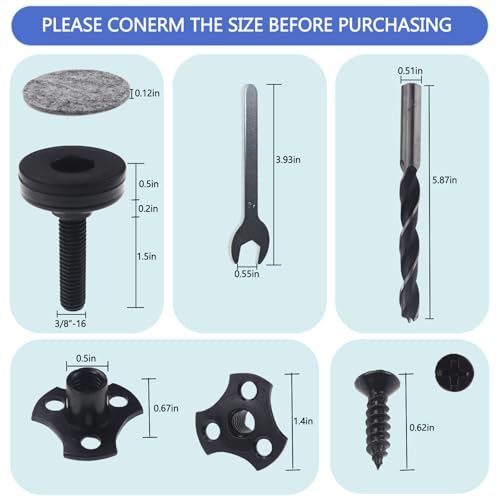 3/8"-16 Thread Adjustable Leveling Feet, Heavy Duty Furniture Feet Levelers with T-Nut Kit Floor Protect for Sofa Cabinet Table Chair Furniture Leg 4 Pack - size: 4 Pcs