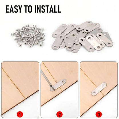 1.85 inch Stainless Steel Flat Mending Repair Plate, 20 Pack - size: 1.85inch