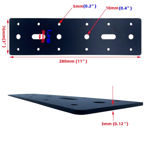 2PCS 11" X 3" Straight Steel Flat Plate,Heavy Duty Mending Plate Joining Connecting Brackets, I Strap Metal Plate.Fit 4x4,6x6 for Repair House,Furniture,Pavilion,Straight Flat Plate for tress framing - size: 11"x3"