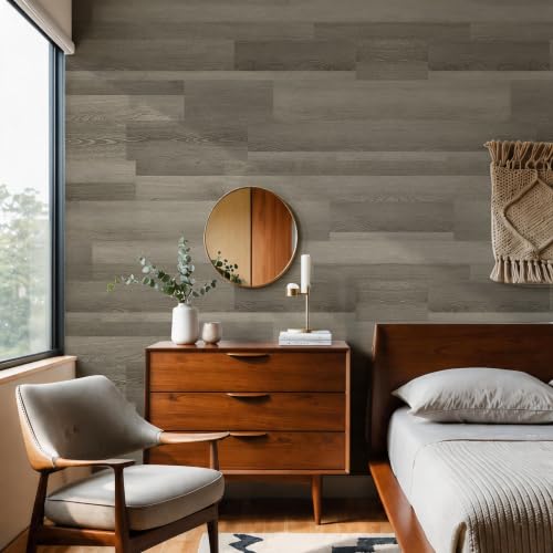 Peel and Stick Wall Panels, Easy Self Adhesive Vinyl Tiles Wall Planks, Farmhouse Wood Grain Shiplap for Kitchen Bedroom Interior WallDecor (12 pcs/18.1 Sq Ft/Box) (Oak White) - color: Oak White