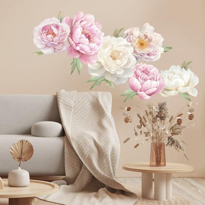 SHUCHING Peony Wall Decal Peel and Stick, Large Flower Sticker Bedroom - color: Sch-25f-0061