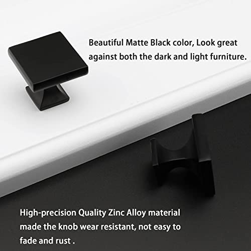 Peaha 15 Pack Black Cabinet Knobs, Square Zinc Alloy Drawer Knobs - color: Black
