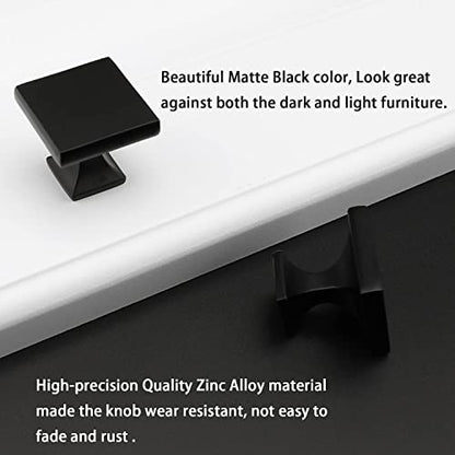 Peaha 15 Pack Black Cabinet Knobs, Square Zinc Alloy Drawer Knobs - color: Black