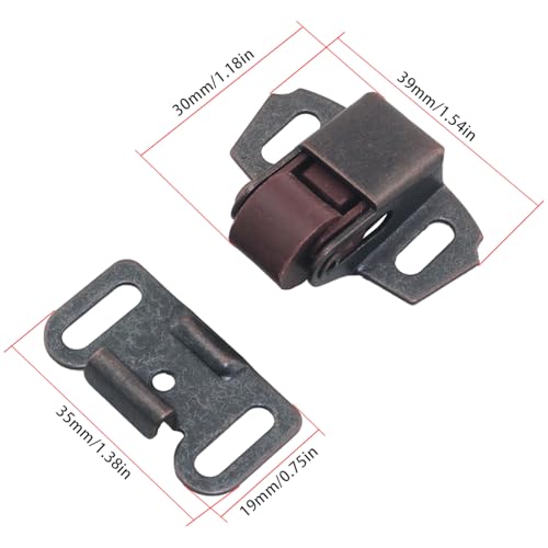 4PCS Furniture Hardware Fittings Roller Bumper Ball Door Buckle Red Antique Single Wheel Door Clip Buckle with Screws 5pcs for Cabinet Wardrobe Door Roller Door Latch