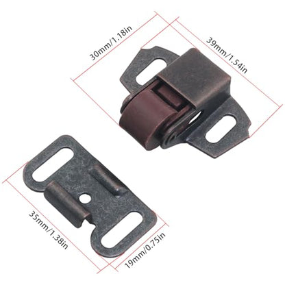 4PCS Furniture Hardware Fittings Roller Bumper Ball Door Buckle Red Antique Single Wheel Door Clip Buckle with Screws 5pcs for Cabinet Wardrobe Door Roller Door Latch