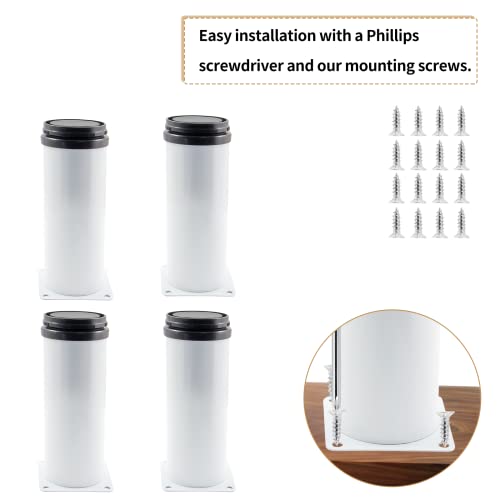 Bivethoi Adjustable Cabinet Legs, 4 Inch/100mm, Set of 4, White - size: 4 Inch