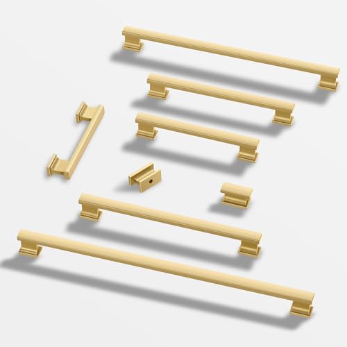 Lardmon 10 Pack 3.75 Inch(96mm) Hole Center Brushed Gold Kitchen Cabinet Handles Modern Cabinet Pulls Kitchen Cabinet Hardware Solid Drawer Pulls Handles for Dresser, Total Length 4.72 Inch - color: Brushed Gold, size: 3.75 Inch Hole Center